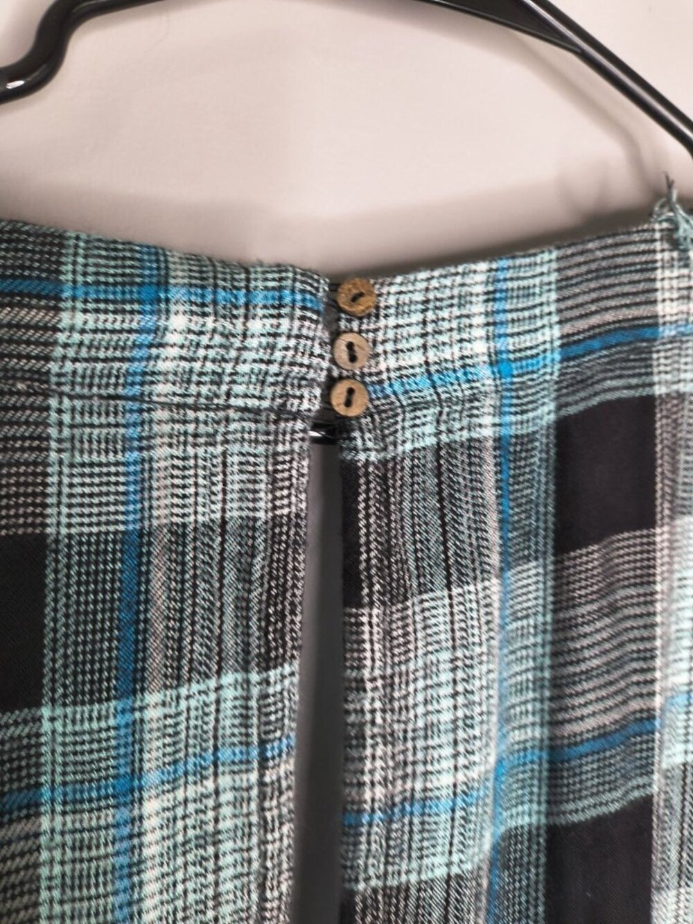 Falling For Flannel Free People Greenish Blue Checkered Romper Size M Oversized - Picture 9 of 15